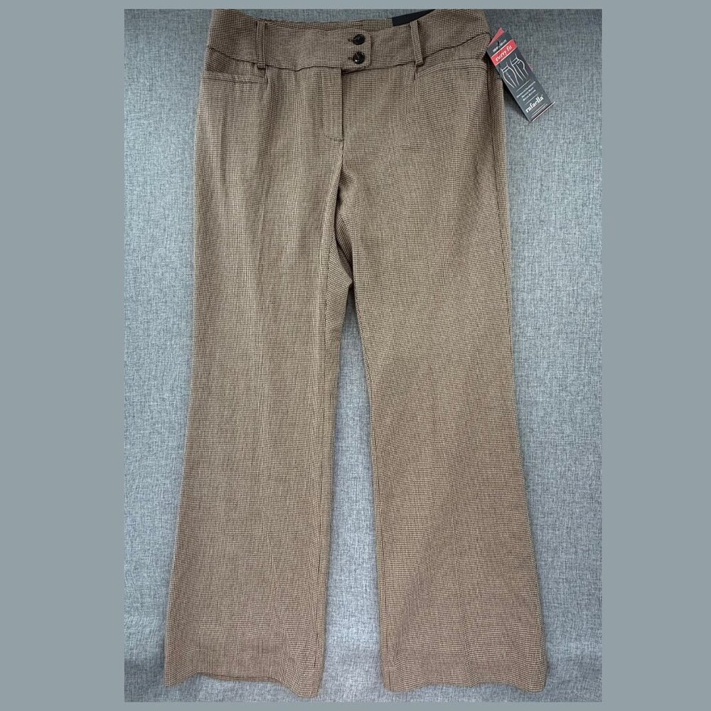 NEW! Rafaella‎ Curvy Fit Dressy Pants MSRP: $72 Size 10 Tan/ Brown Houndstooth